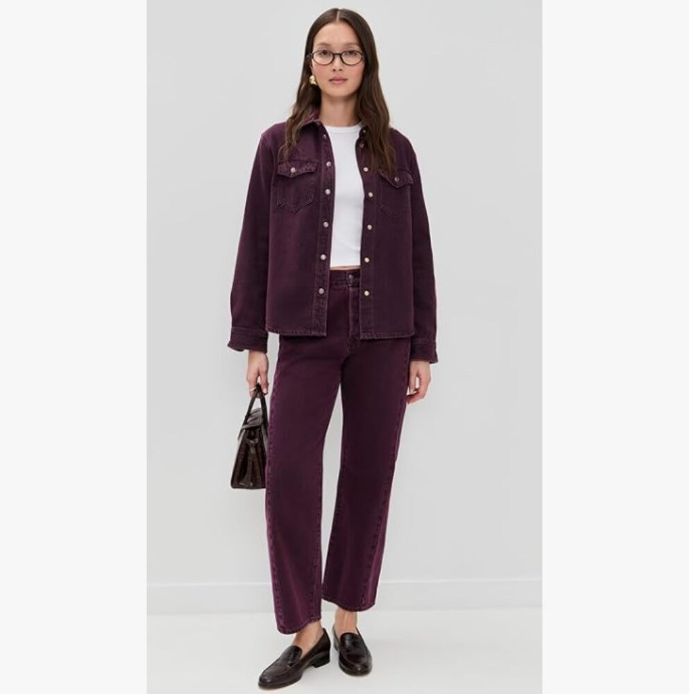 Madewell Women's Pieced Barrel Leg Jeans in Dark Burgundy